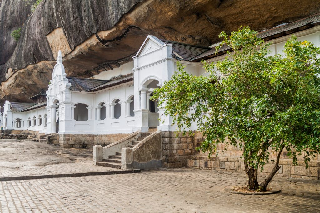 Dambulla in Sri Lanka is famous for the Dambulla Cave Temple (the Golden Temple), a massive UNESCO World Heritage site featuring five magnificent caves carved into a 160-meter rock face